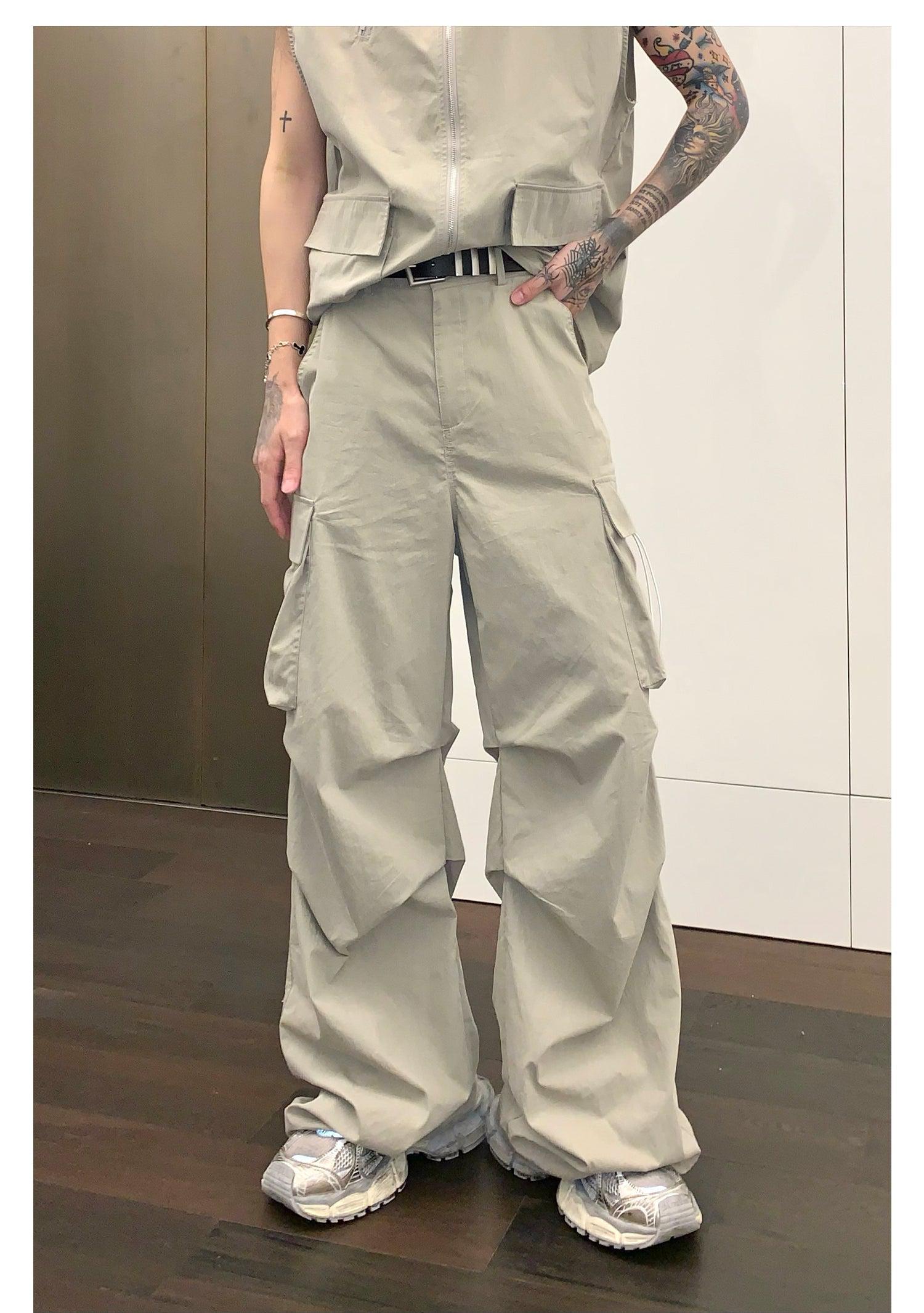 Sleeveless Hooded Nylon Jacket & Cargo Pants mysite