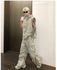 Sleeveless Hooded Nylon Jacket & Cargo Pants mysite