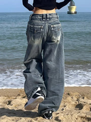 Y2k Vintage 90s Streetwear High Waist Wide Leg Pants American Retro Grunge Casual HipHop Oversized Baggy Denim Pant