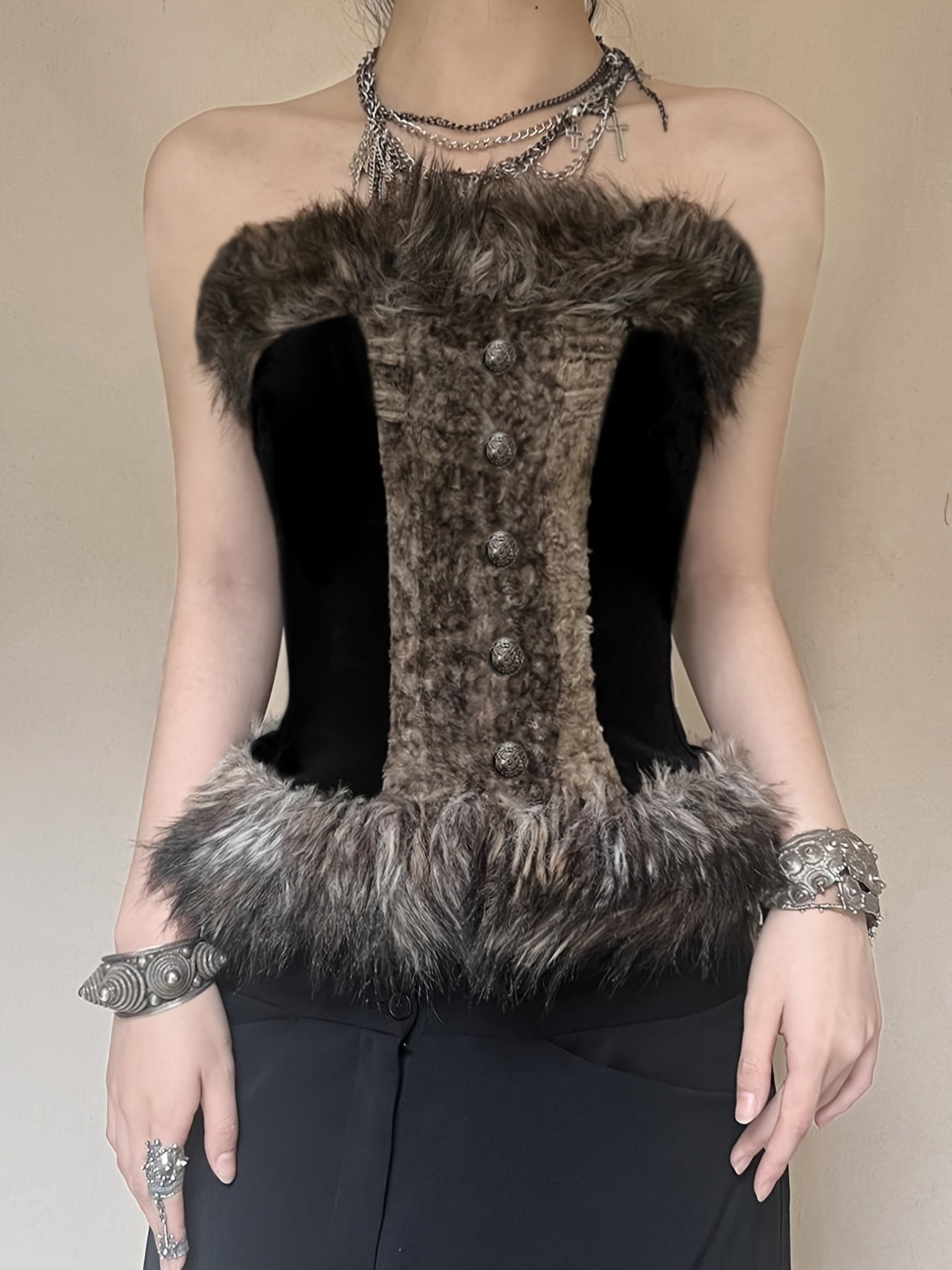 Ethnic Tribal Windbreaker Vest with Patchwork, Autumn And Winter, Button-Down, Strapless Bustier for Parties, Vacations, And Clubbing. voguable