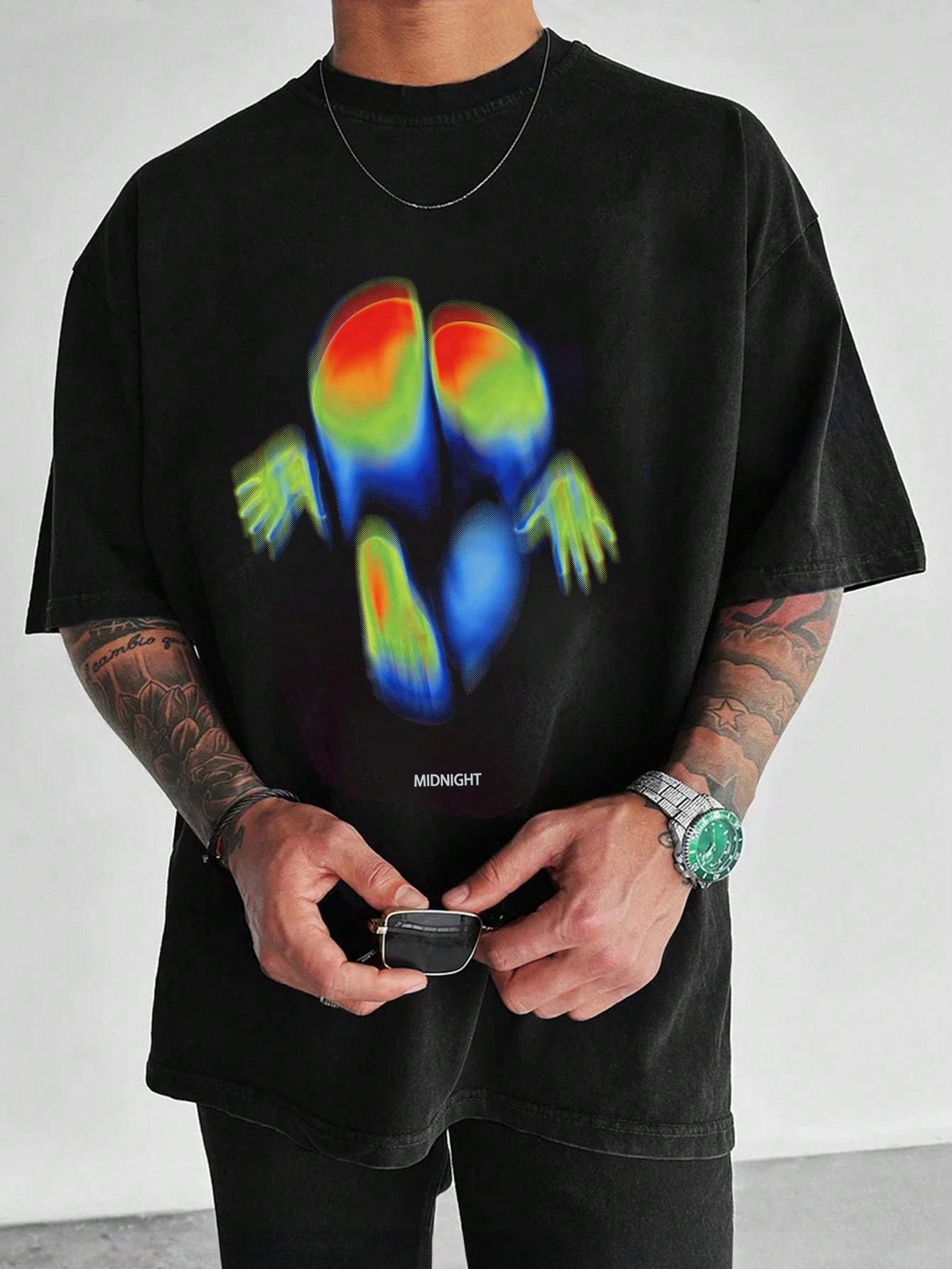Men'S Abstract Figure& Letter Print Short Sleeve Round Neck T-Shirt gotmes-shop