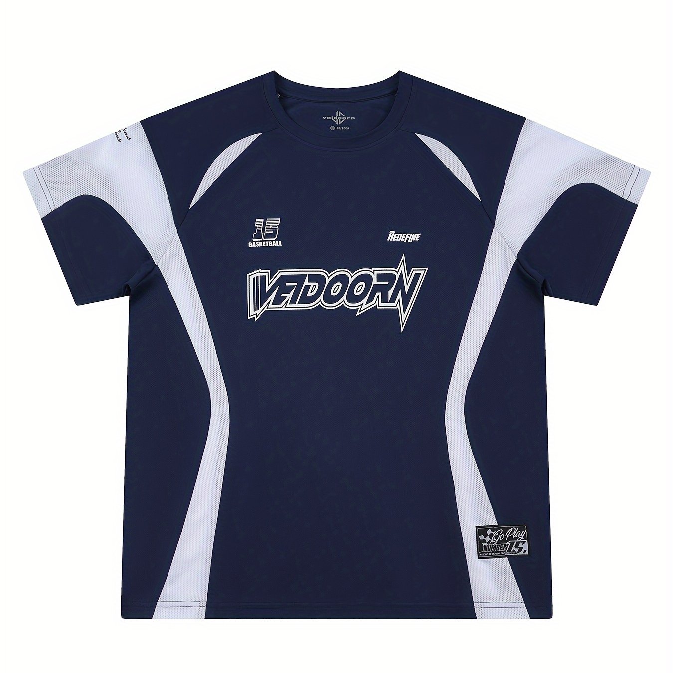 [Short Sleeve Breathable T-Shirt] VEIDOORN Men's Athletic T-Shirt - Breathable Polyester, Crew Neck, Short Sleeve with Geometric Design for Basketball & Sports - Summer Casual Wear voguable