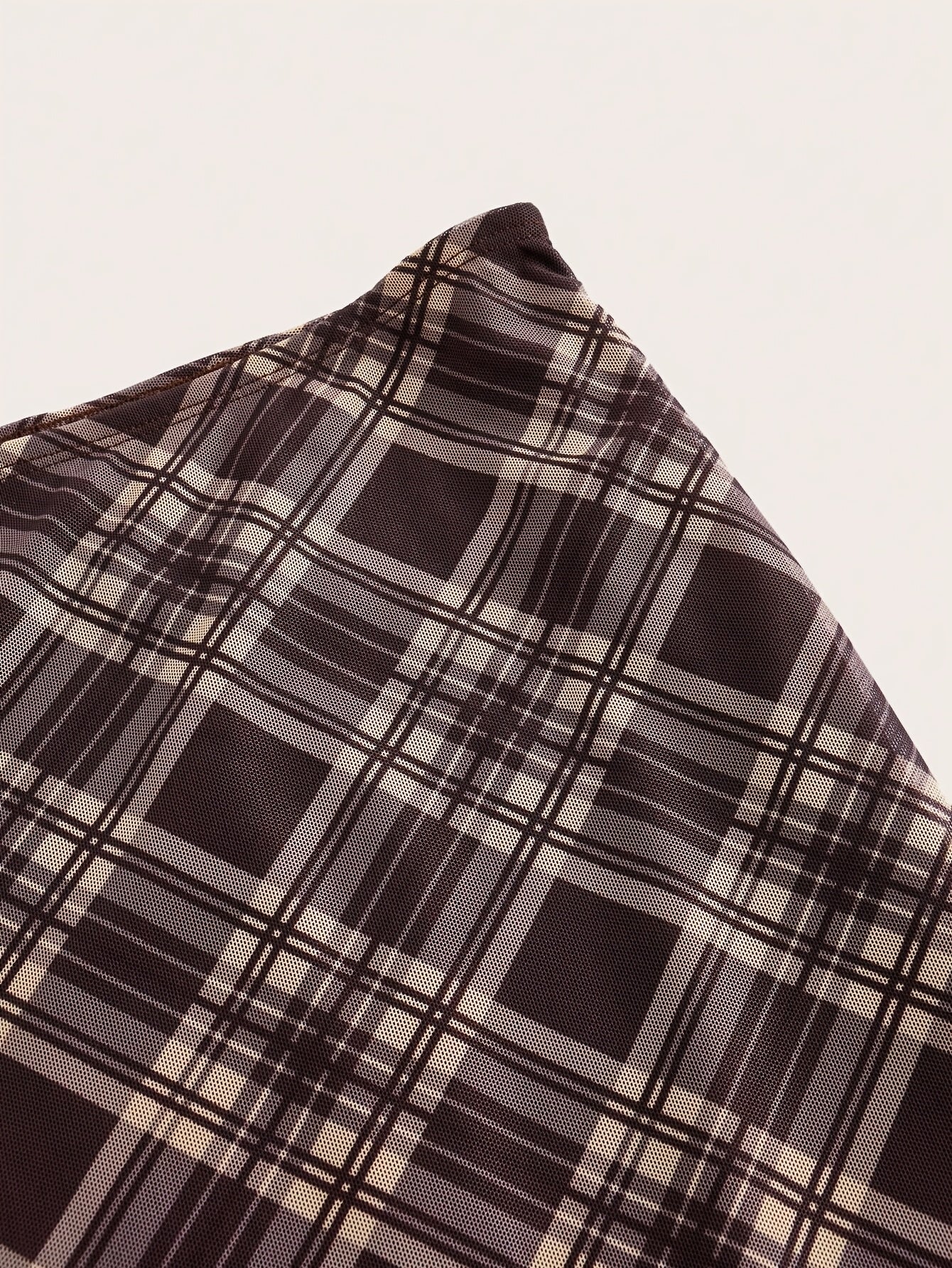 Elegant Women's Plaid Midi Skirt - Stretchy Polyester Blend, Brown & Beige, Machine Washable, Versatile for All Seasons, Plus Size Skirts voguable