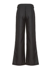 Women'S Casual Versatile Striped Woven Pants, 95% Polyester 5% Elastane, All-Season Straight Leg Trousers, 150g/m² Fabric Weight, Perfect for Adult - Woven Polyester 95.00% voguable