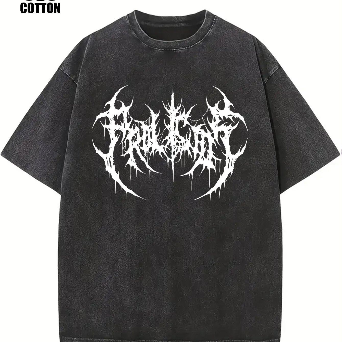 Creative Abstract Pattern Print Vintage Acid Washed Cotton T-shirt For Men, Suitable For Summer voguable