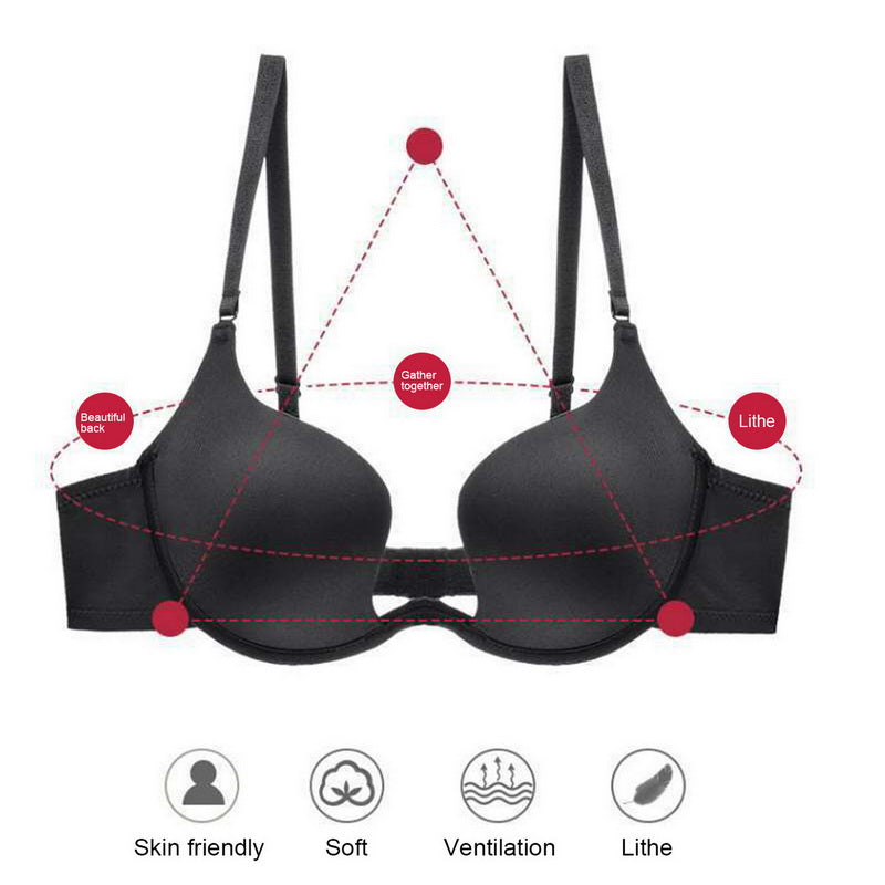 Voguable  Lift Up Bra Backless Half Cup Bralette Pushup Underwear Women Sexy Lingerie Fashion White Brassiere without Underwire voguable
