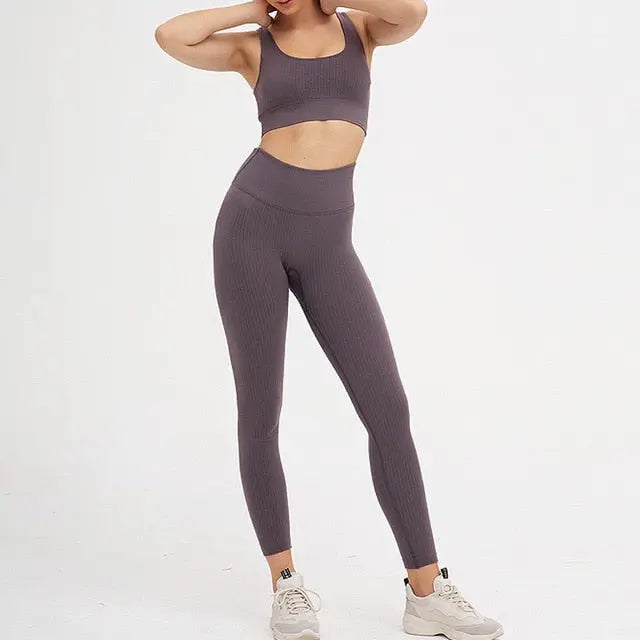 2 Piece Set Workout Clothes for Women Sports Bra and Leggings Set Sports Wear for Women Gym Clothing Athletic Yoga Set voguable