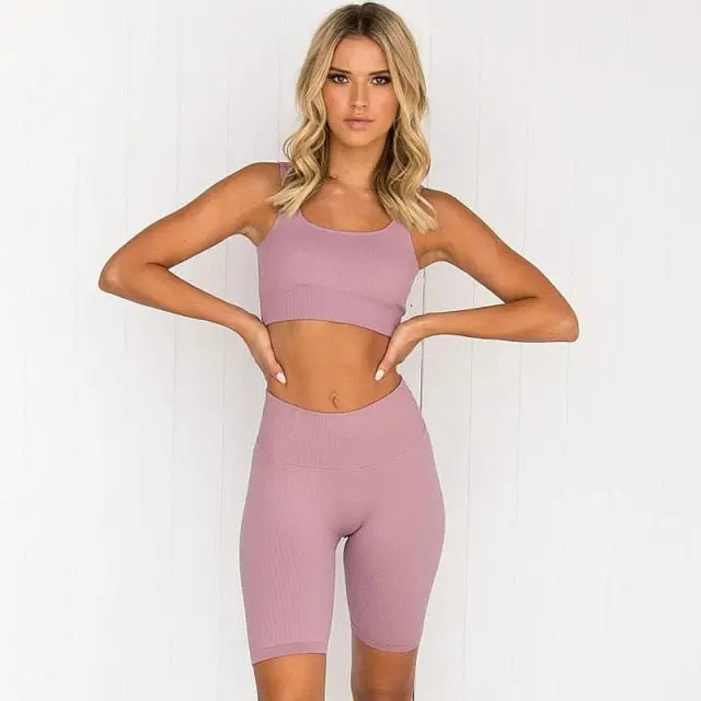 2 Piece Set Workout Clothes for Women Sports Bra and Leggings Set Sports Wear for Women Gym Clothing Athletic Yoga Set voguable