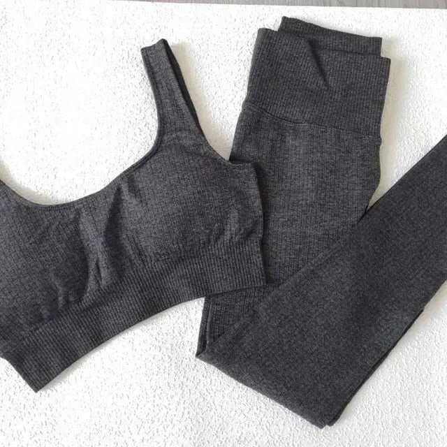 2 Piece Set Workout Clothes for Women Sports Bra and Leggings Set Sports Wear for Women Gym Clothing Athletic Yoga Set voguable
