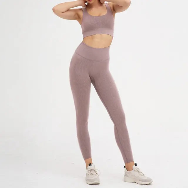 2 Piece Set Workout Clothes for Women Sports Bra and Leggings Set Sports Wear for Women Gym Clothing Athletic Yoga Set voguable
