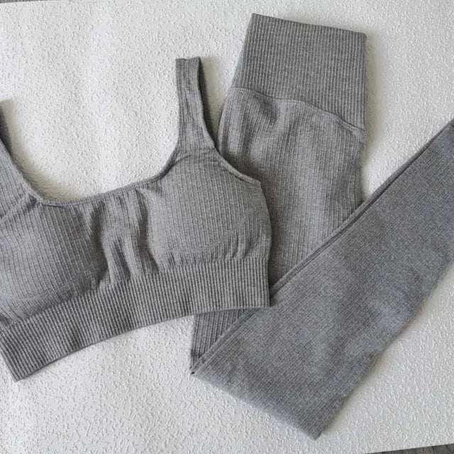 2 Piece Set Workout Clothes for Women Sports Bra and Leggings Set Sports Wear for Women Gym Clothing Athletic Yoga Set voguable