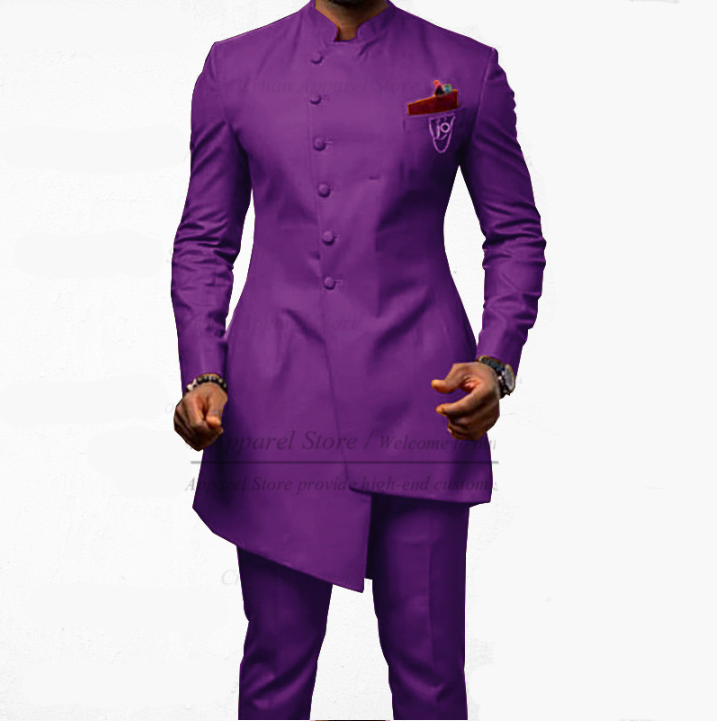 Voguable Brown Jodhpuri Suit with Stand Collar 2 Piece Formal Wedding Groom Tuxedo Male Fashion Jacket Pants New Arrival voguable