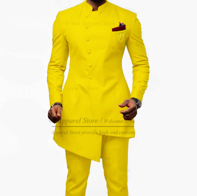 Voguable Brown Jodhpuri Suit with Stand Collar 2 Piece Formal Wedding Groom Tuxedo Male Fashion Jacket Pants New Arrival voguable