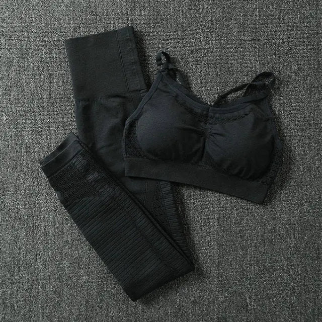 24 Color 2pc/Set Sports Suits Seamless Yoga Set Women Fitness Clothing Sportswear Gym Leggings Padded Push-up Strappy Sports Bra voguable