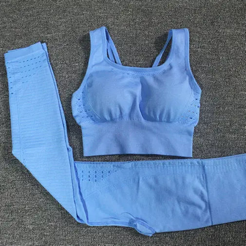 24 Color 2pc/Set Sports Suits Seamless Yoga Set Women Fitness Clothing Sportswear Gym Leggings Padded Push-up Strappy Sports Bra voguable