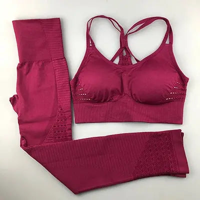 24 Color 2pc/Set Sports Suits Seamless Yoga Set Women Fitness Clothing Sportswear Gym Leggings Padded Push-up Strappy Sports Bra voguable