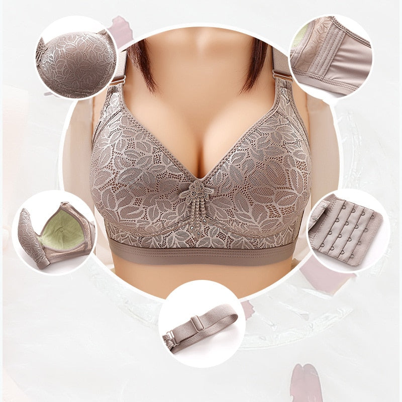 Plus Size Ladies Bra Thin No Steel Ring Comfortable Breathable Bra Adjustable Underwear Push Up Sexy Women Lingerie Bra BC Cup voguable