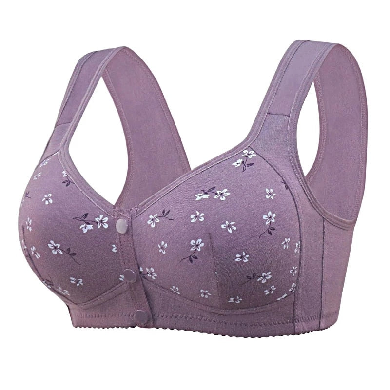 Large Size Printing Non-steel Ladies Bra Front Opening and Closing Underwear Comfortable Breathable Push Up Ladies Underwear Bra voguable