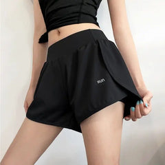 F.DYRAA Women 2 In 1 Running Shorts Elastic Waist Pocket Tight Yoga Short Woman Sports Shorts Pink Gym Fitness Shorts Sportswear voguable