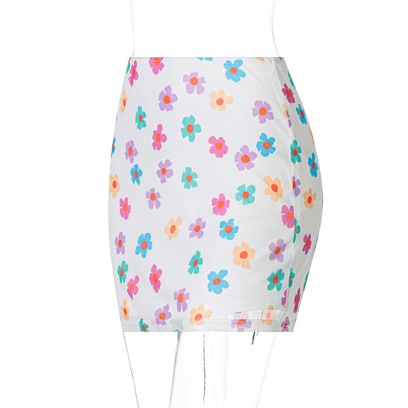 Voguable 2022 High Waist Floral Print Mini Skirt Summer Women Fashion Streetwear Y2K Bottoms voguable