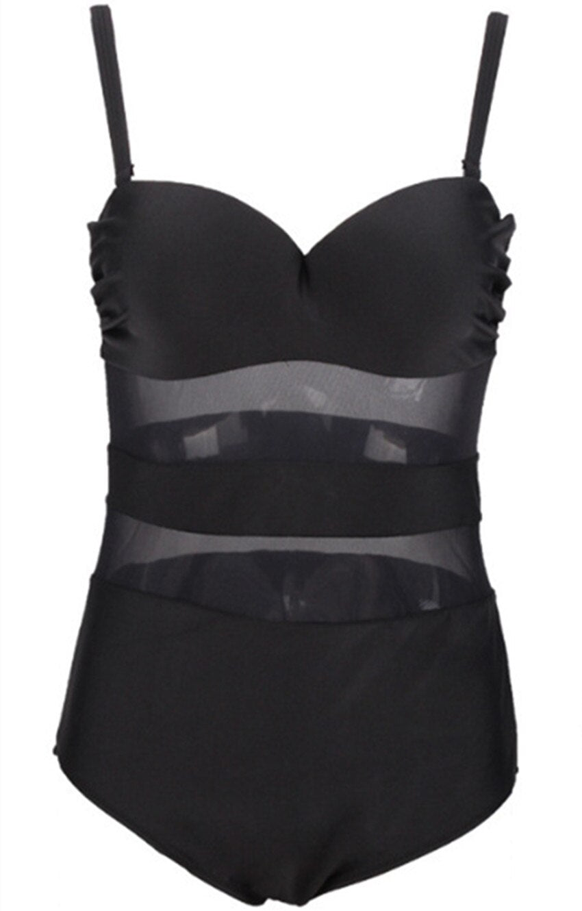 fatkini 2022 Hot Plus size Mesh Swimwear Women Push Up One Piece Swimsuit High Waist Bathing Suit Full Body Beach Wear H148 voguable