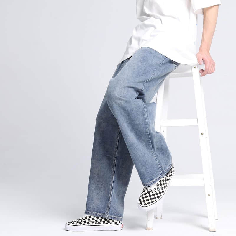 Voguable Men's and women's jeans American loose denim daddy pants men's oversize straight wide-leg mopping wash jeans trend streetwear voguable