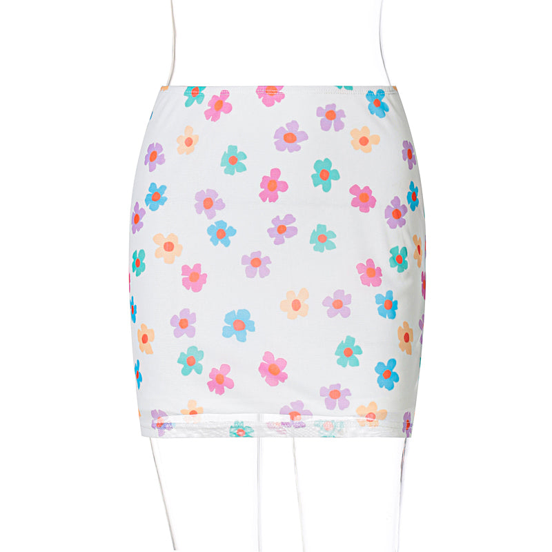 Voguable 2022 High Waist Floral Print Mini Skirt Summer Women Fashion Streetwear Y2K Bottoms voguable