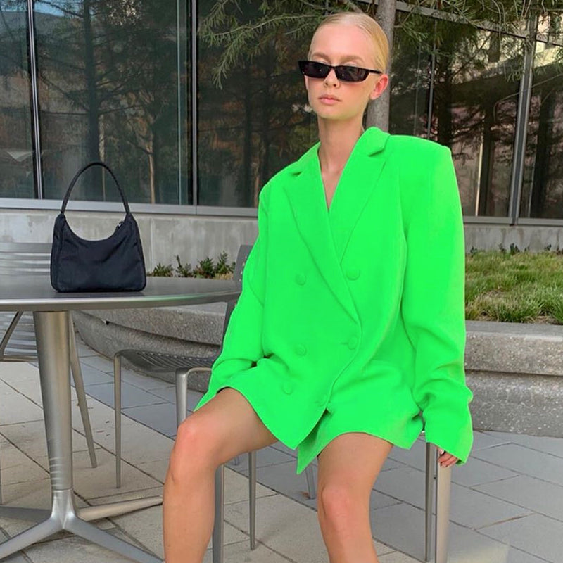 Voguable  long sleeve pure oversize coat blazer autumn winter women streetwear outfits windbreaker female tops voguable