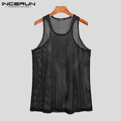 Voguable  Fashion America Style New Men's Sexy Mesh Sleeveless Vests See Through Breathable Leisure Wear Stretch Tank Tops S-5XL 7 voguable