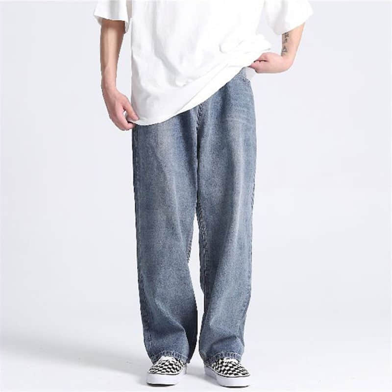 Voguable Men's and women's jeans American loose denim daddy pants men's oversize straight wide-leg mopping wash jeans trend streetwear voguable