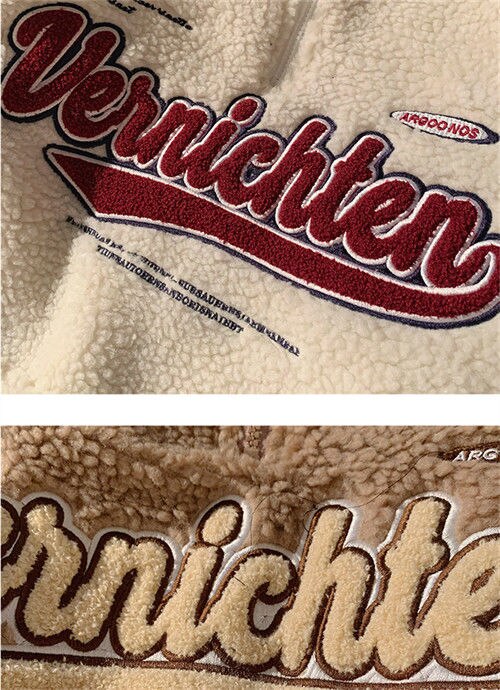 Voguable New Vintage Punk Style Streetwear Chic V-neck Letter Embroidery Sweatshirt Women Baseball Oversized Harajuku lambswool coats ins voguable