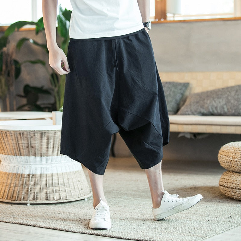 Men Harajuku Harem Pants Mens Summer Cotton Linen Joggers Pants Male Vintage Chinese Style Sweatpants Fashions voguable