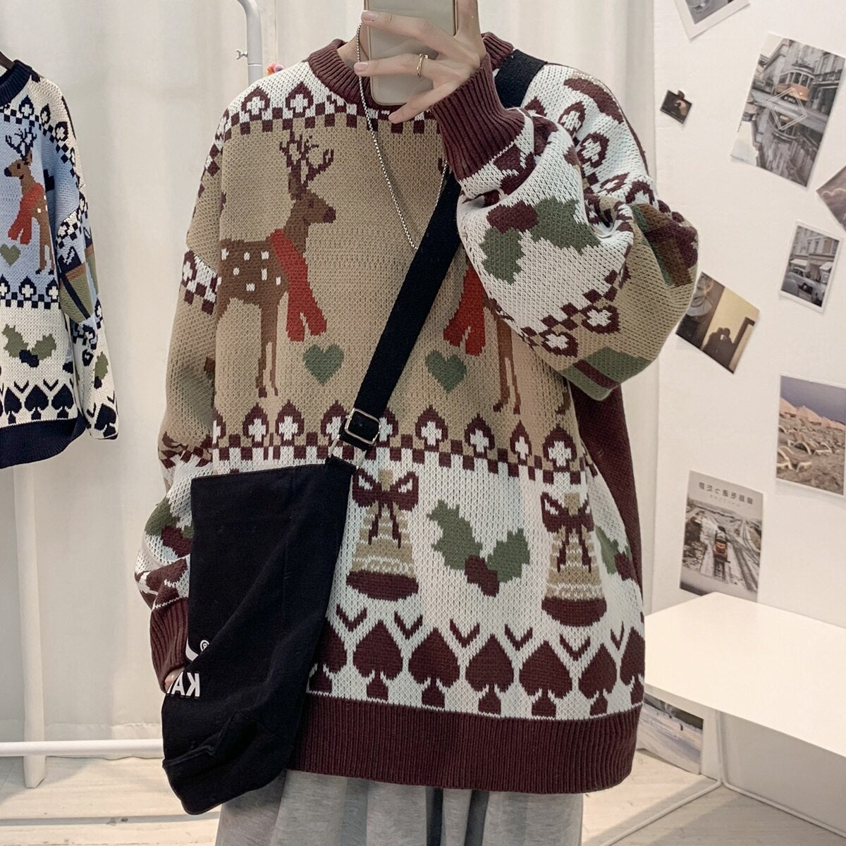 Voguable 2022 New Male Fashion Brand Sweater For Mens Loose  Jumpers Knitwear Warm Autumn Christmas Deer Sweater Casual Clothing voguable