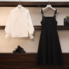 Voguable  Dress Sets Women Plus Size 4XL Chic Fashion Elegant Office Lady Outfits 2 Piece Korean Fall Basic Simple Female Shirts Vestido voguable