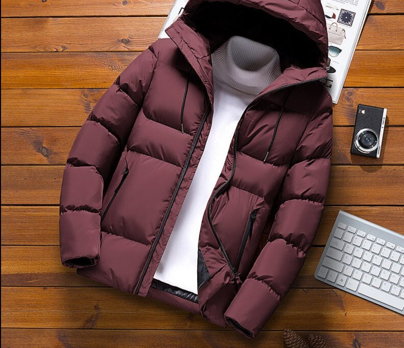 Voguable Quality Mens Parka Winter Jacket Men New Cotton Padded Puffer Jackets Men Fashion Top Zipper Up Solid Color Outerwear Coats voguable