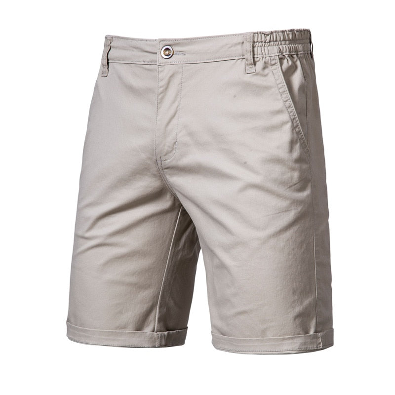 Voguable 2022 New Summer 100% Cotton Solid Shorts Men High Quality Casual Business Social Elastic Waist Men Shorts 10 Colors Beach Shorts voguable