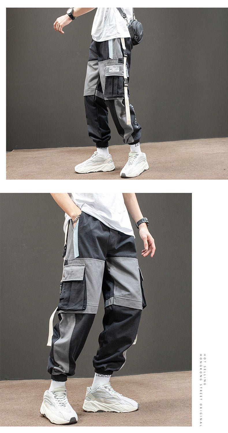 Voguable  Streetwear Cargo Pants Men Fashion Casual Mix Color Joggers Hip Hop Pants Male Korean Stylish Harajuku Pop Trousers voguable