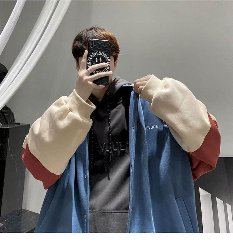 Voguable Baseball uniform men's winter thick casual jacket Korean style trendy handsome jacket  Hong Kong style plus fleece top cool voguable