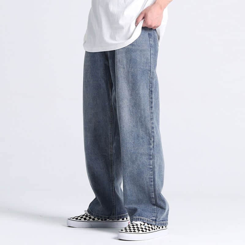 Voguable Men's and women's jeans American loose denim daddy pants men's oversize straight wide-leg mopping wash jeans trend streetwear voguable