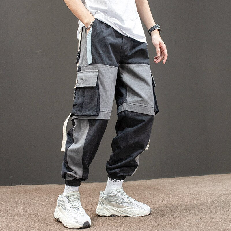 Voguable  Streetwear Cargo Pants Men Fashion Casual Mix Color Joggers Hip Hop Pants Male Korean Stylish Harajuku Pop Trousers voguable