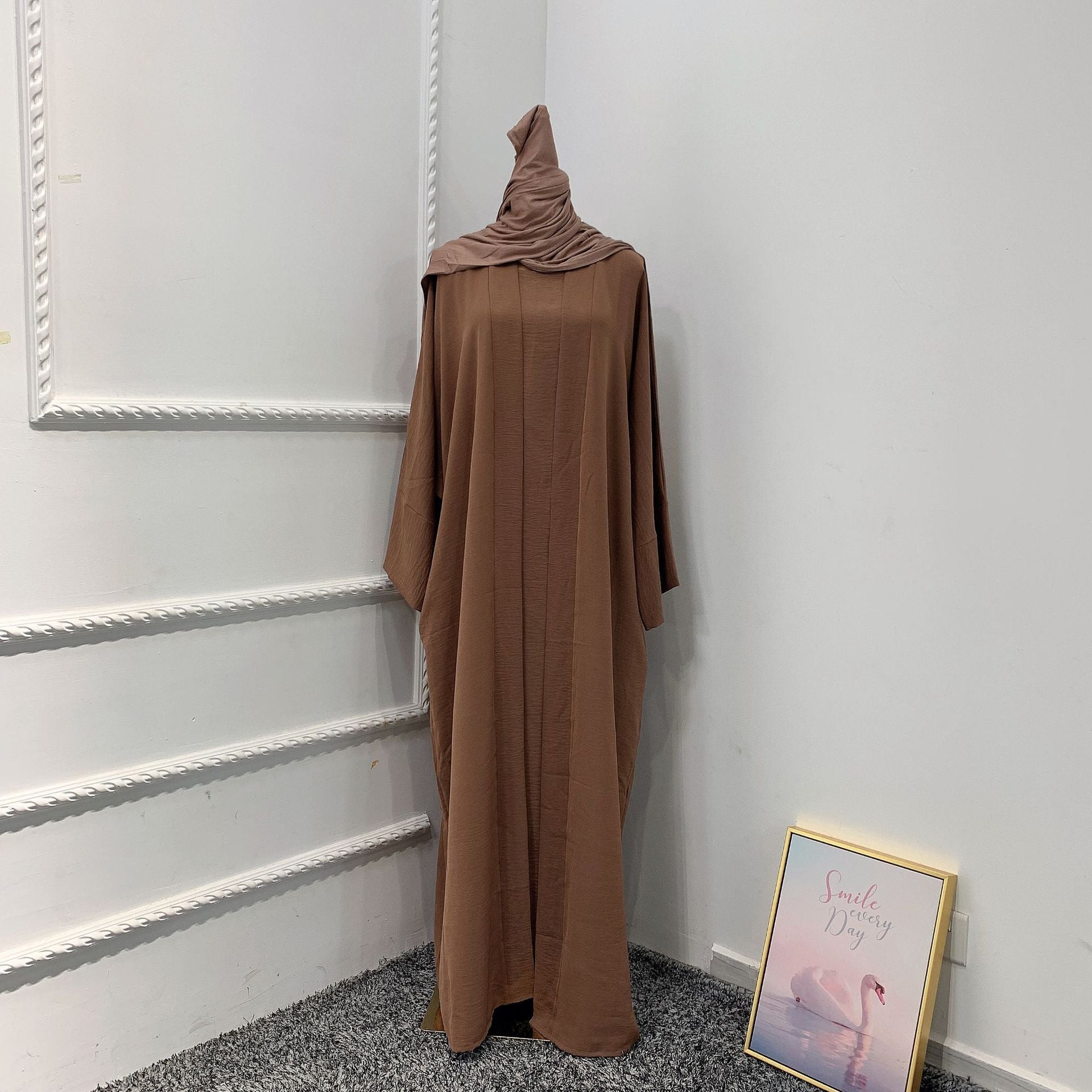 Voguable 2-piece Muslim Sets Women Crepe Outfits Open Abaya Kimono&Sle ...