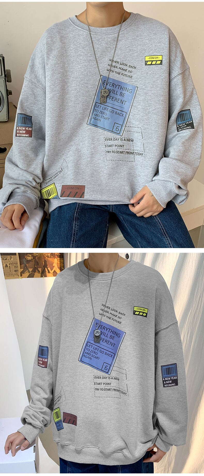Voguable Fashion Brand Hoodies 2021 Blue White Black Classic Spring Autumn Hip Hop Loose Casual Men's Sweatshirts Punk Streetwear Clothes voguable