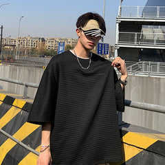 Summer Plaid T-shirt Men's Fashion Casual O-neck T Shirt Men Streetwear Korean Loose Hip-hop Short-sleeved Tshirt Mens Tops voguable