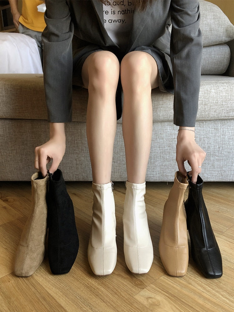 Shoes  White Ankle Boots Winter Footwear Clogs Platform Boots-Women Zipper Luxury Designer Low 2020 Med Fashion Rubber Autumn voguable