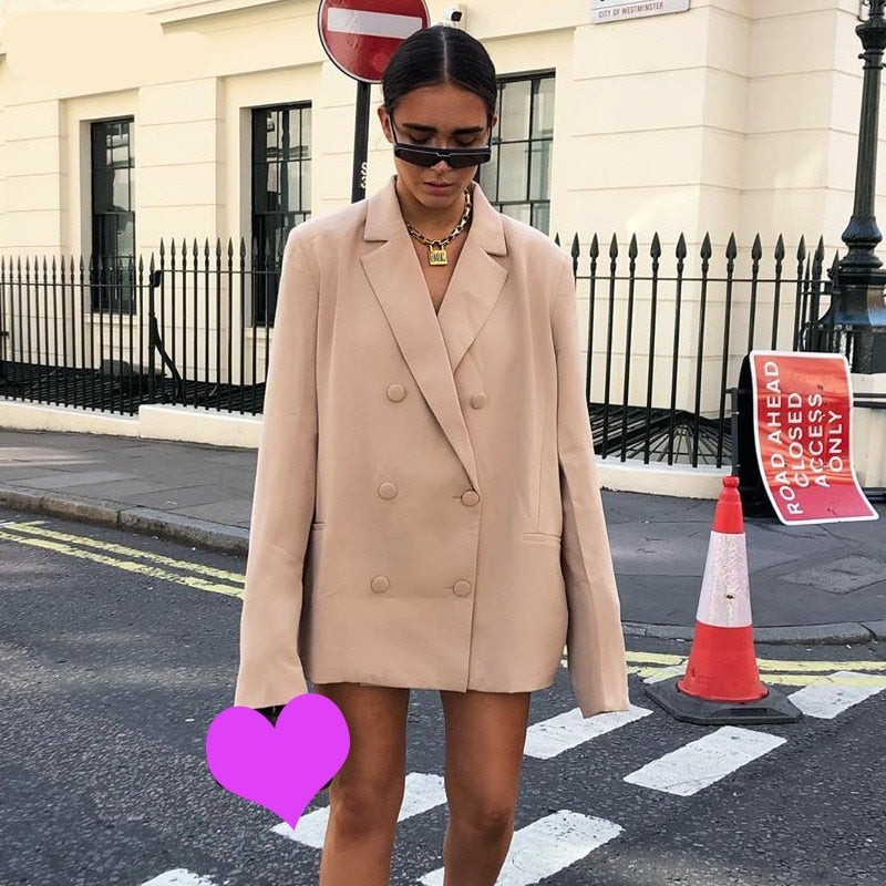 Voguable  long sleeve pure oversize coat blazer autumn winter women streetwear outfits windbreaker female tops voguable