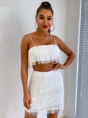 New Women Summer Tassel Dress Elegant Club Party Dress Sexy Off Shoulder Tassel Embellished Mini Fringe Dress voguable
