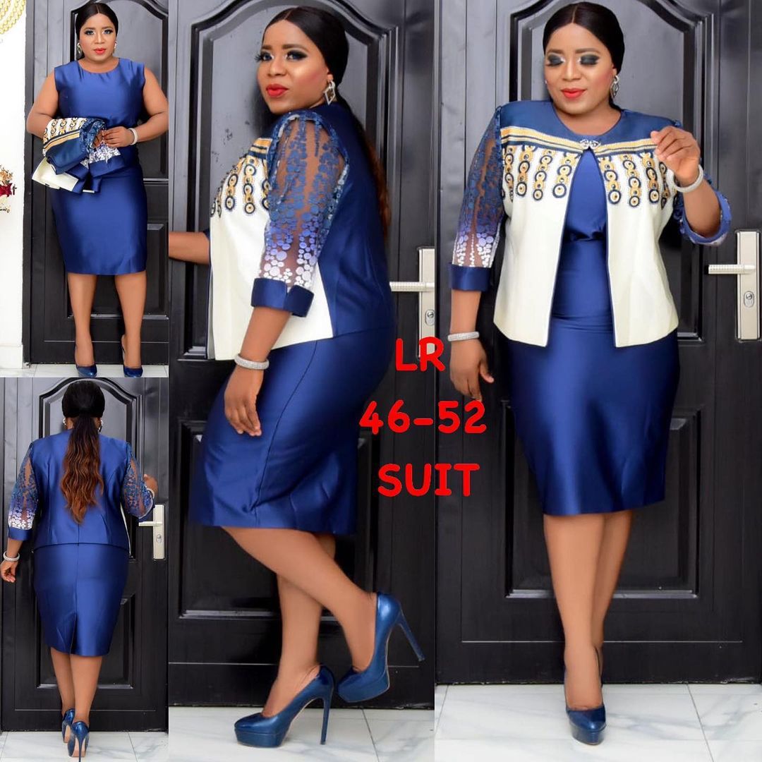 Voguable  4XL 5XL Africa Plus Size Women's Dress 2 Piece Sets Spring Autumn New Round Neck 3/4 Sleeve Pleated Dress Large Size Clothes voguable