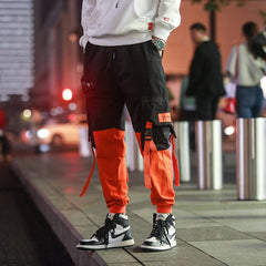 Voguable  Korean Style Men Pants Personality Mixed Color Splice Wide Leg Pants Stylish Streetwear Techwear Jogger Mens Hip Hop Clothing voguable