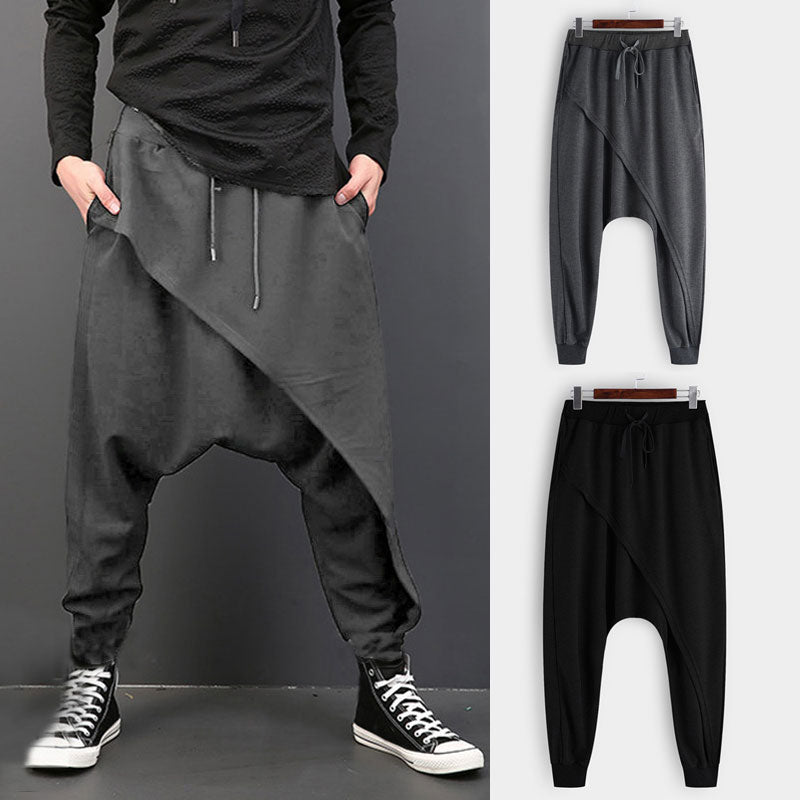 INCERUN 2022 Men Harem Pants Elastic Waist Streetwear Drop-crotch Trousers Men Baggy Fashion Punk Style Joggers Casual Pants 5XL voguable