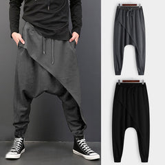 INCERUN 2022 Men Harem Pants Elastic Waist Streetwear Drop-crotch Trousers Men Baggy Fashion Punk Style Joggers Casual Pants 5XL voguable